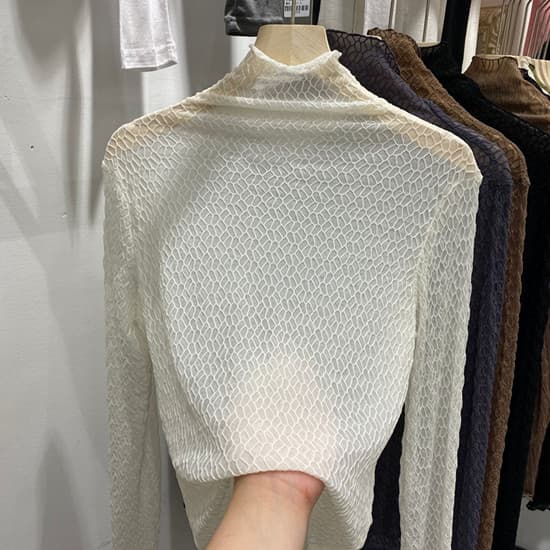 レース 服 秋冬新作 レース編み スタンドカラー 上品トップス
