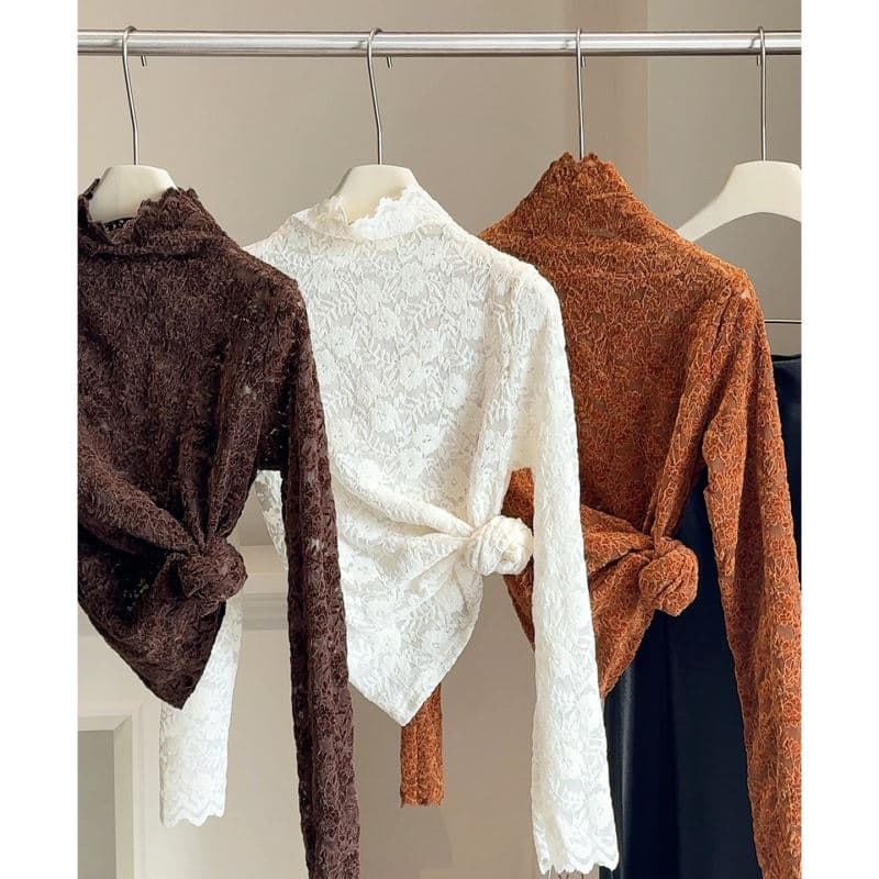 レース 服 トップス レディース レース 韓国風 長袖 3色展開