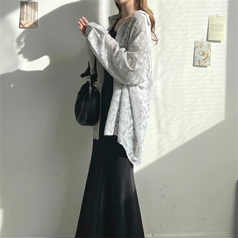 レース 服 春夏新作レース長袖シャツ日焼け止め体型カバートップス