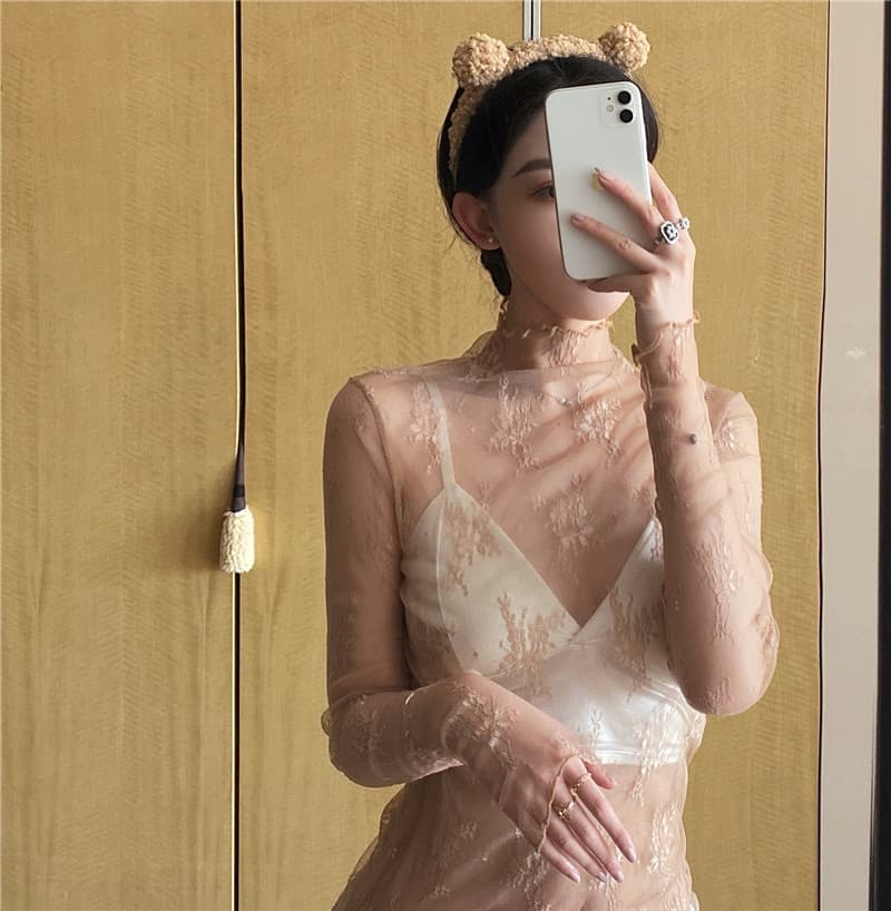 レース 服 雪花模様シースルーレースインナーセット