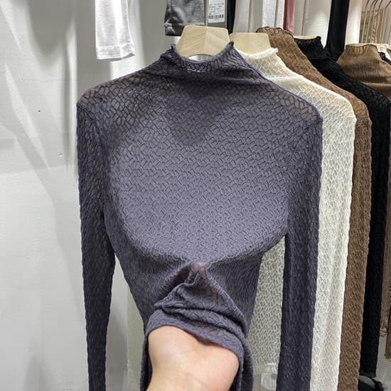 レース 服 秋冬新作 レース編み スタンドカラー 上品トップス