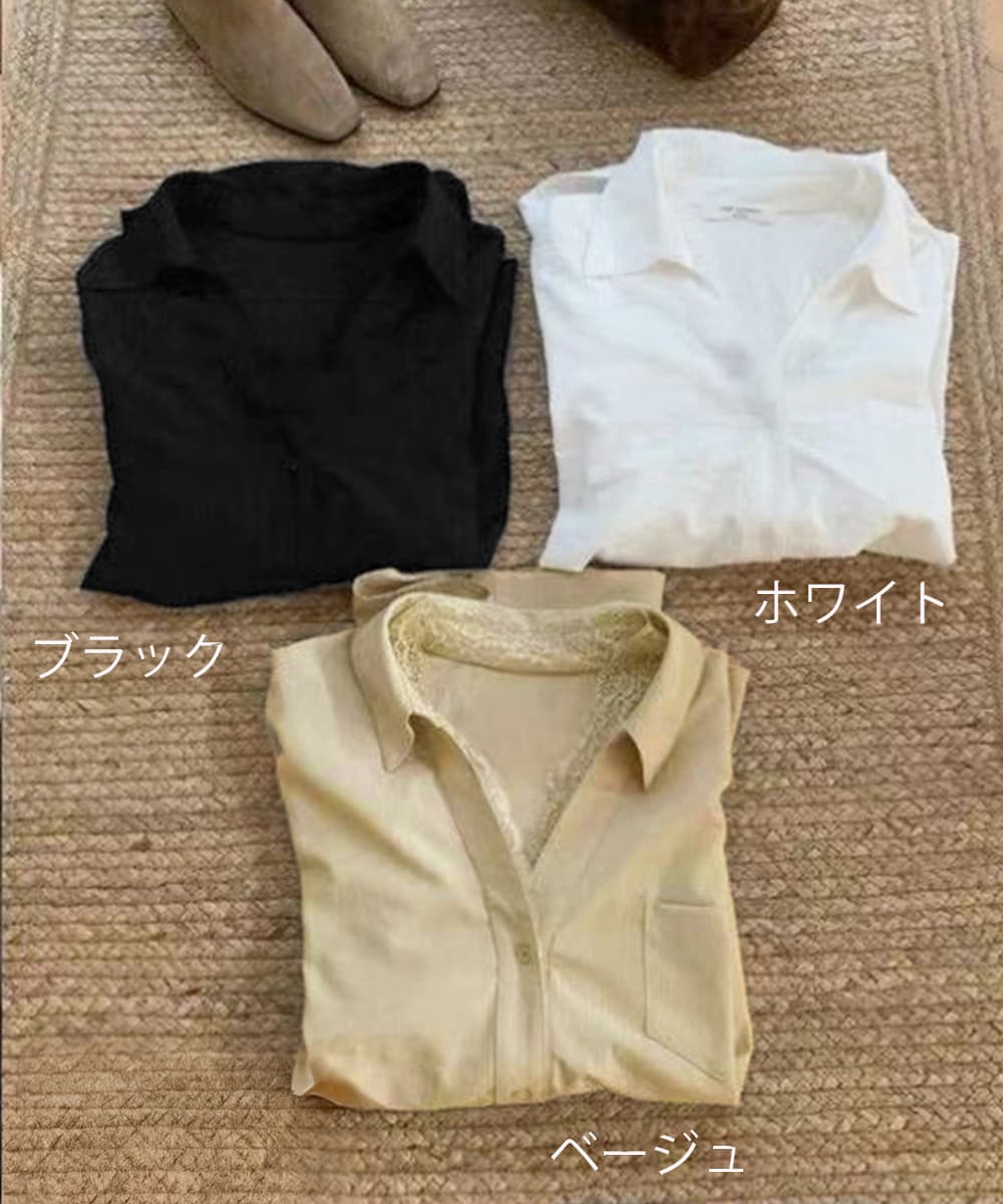 レース 服 レース襟シャツブラウス 長袖 春秋冬
