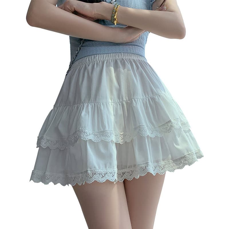 レース 服 ふんわり層重ねレーススカート