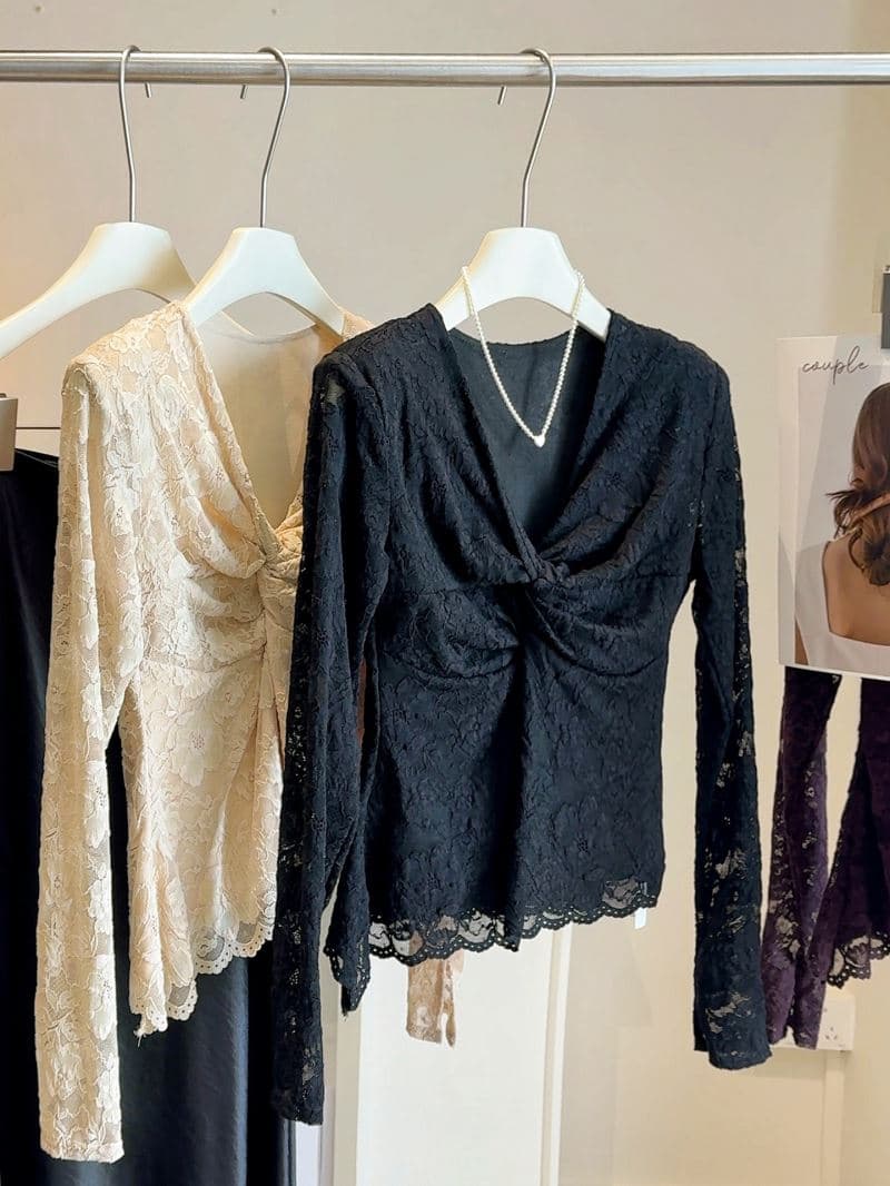 レース 服 トップス レース長袖トップス レディース 韓国風 裏起毛 3色