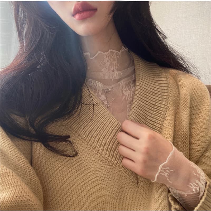 レース 服 雪花模様シースルーレースインナーセット