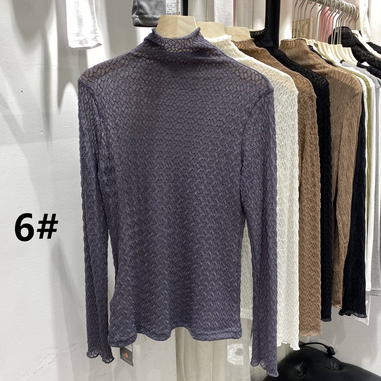 レース 服 秋冬新作 レース編み スタンドカラー 上品トップス