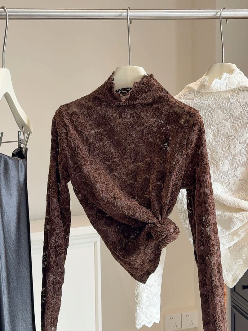 レース 服 トップス レディース レース 韓国風 長袖 3色展開