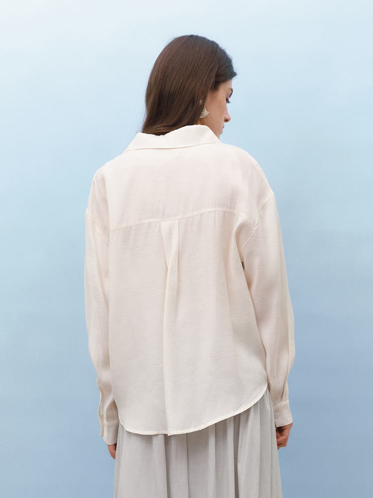 レース 服 レース襟付きシアーシャツ