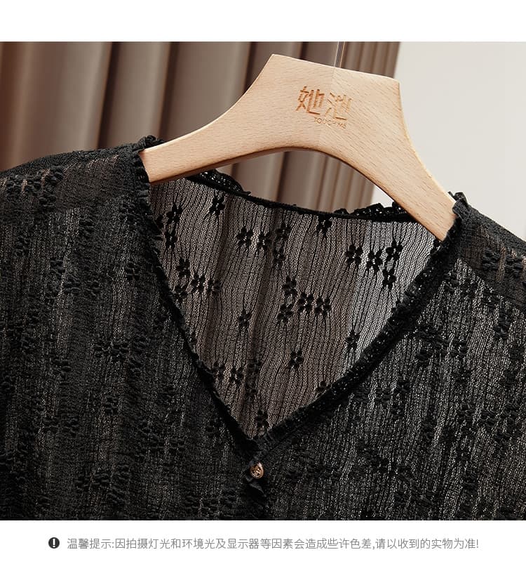 レース 服 花刺繍ショート丈レーストップス