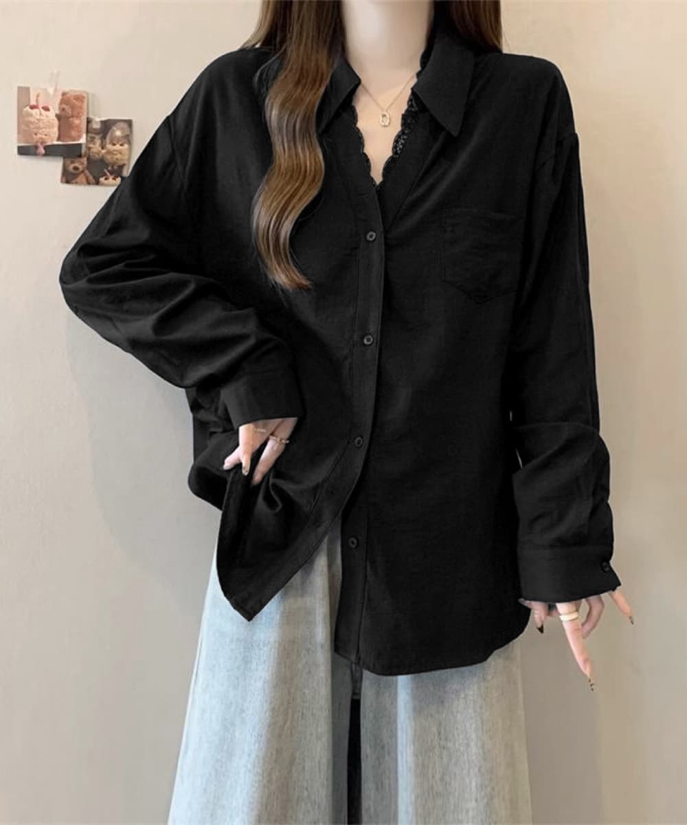 レース 服 レース襟シャツブラウス 長袖 春秋冬
