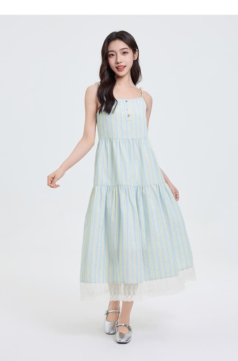 レース 服 ティアードフリル レース裾 春夏ワンピース