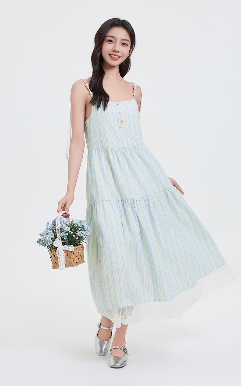 レース 服 ティアードフリル レース裾 春夏ワンピース